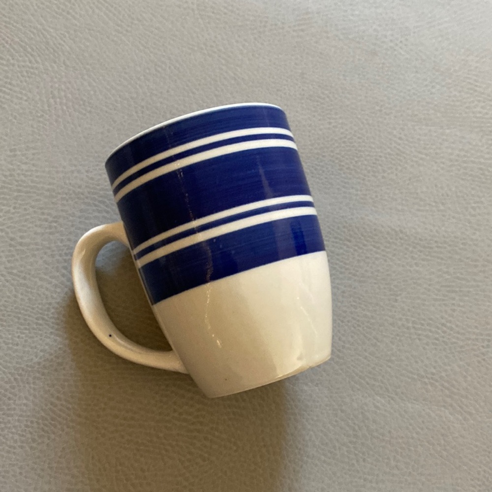Blue and white striped mug
